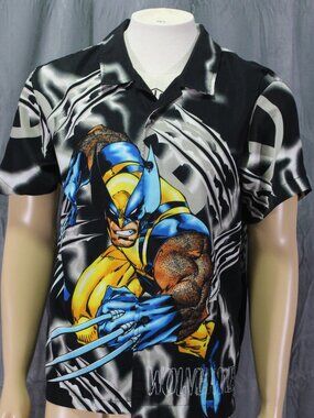 Vintage Marvel Shirt - Wolverine Button Down Short Sleeve - Men's Medium